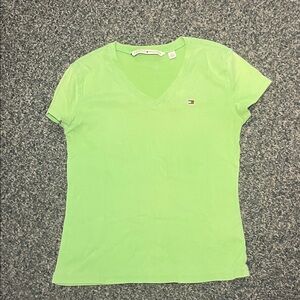 Tommy Hilfiger Women's Lime Green V-Neck Tee
